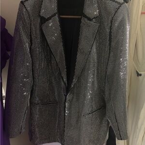 AKIRA Shimmering Silver Blazer